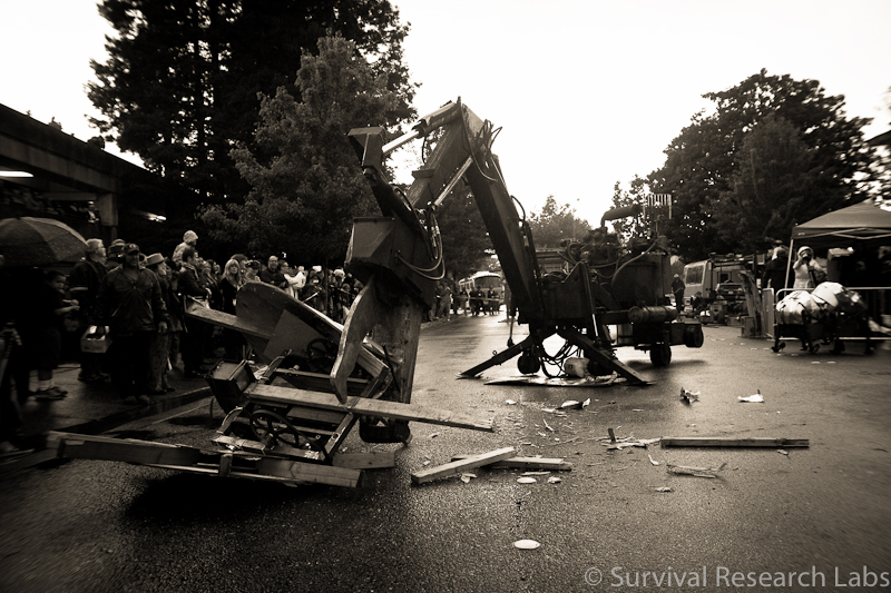 Big Arm has the Stick Wheel Robot for lunch