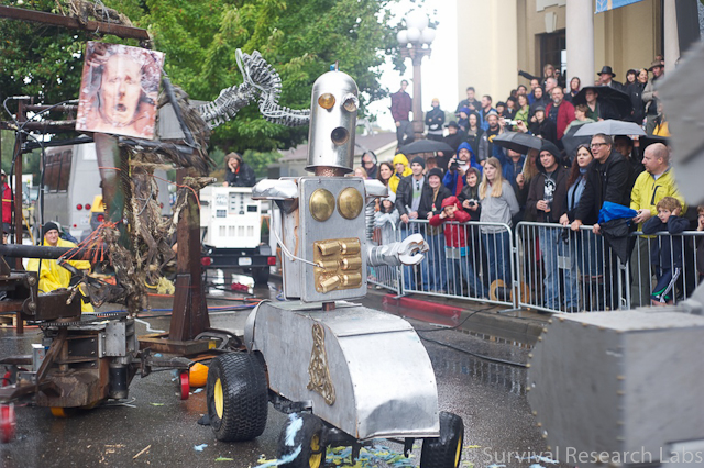 BlenderBot trapped between the Dual Mules and the Motoman